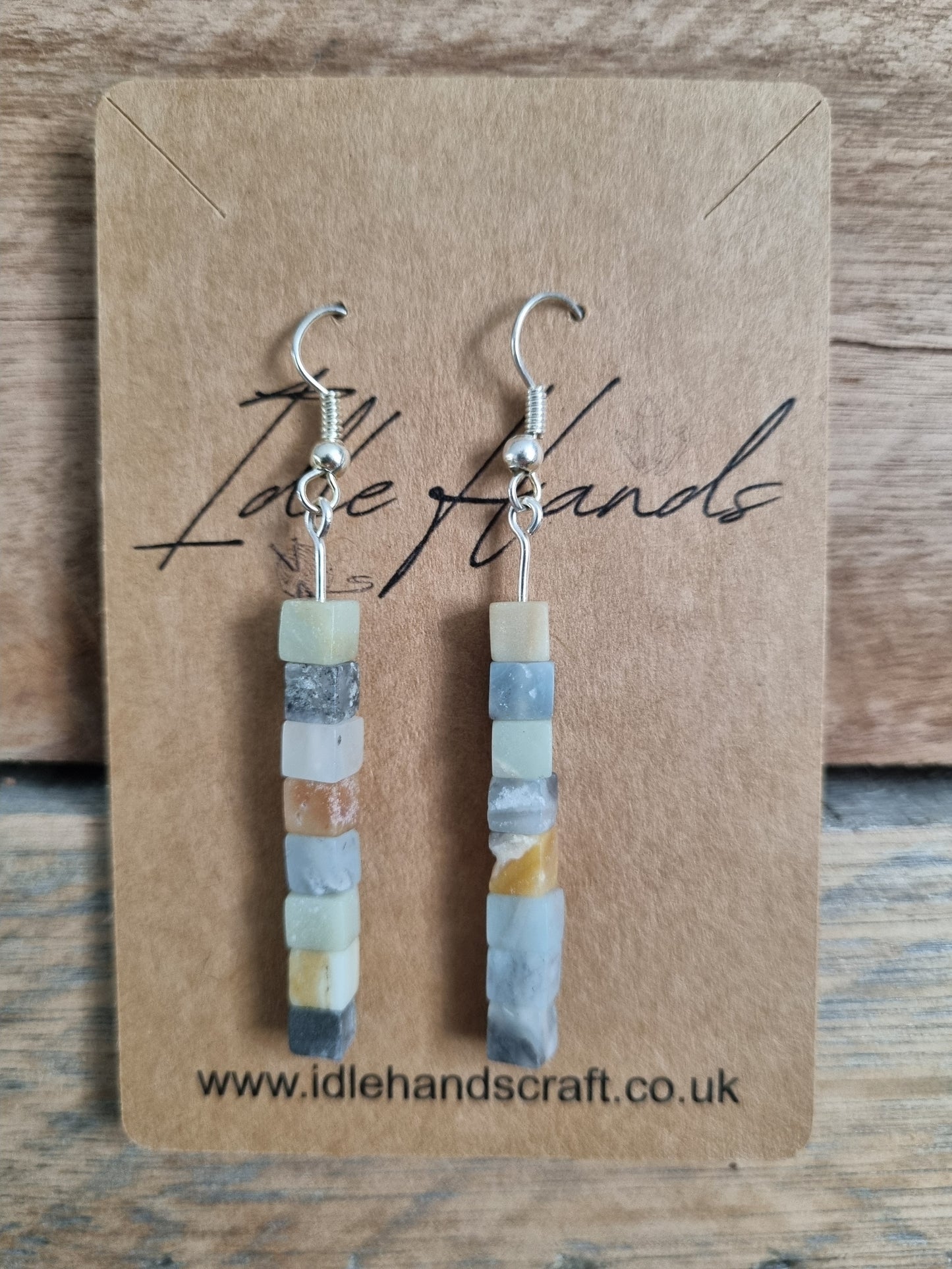 Silver plated earrings with natural stone beads