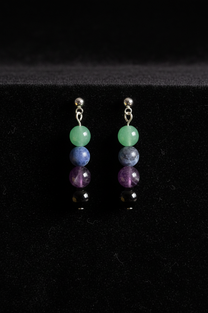 Silver Plated Earrings with Natural Stones