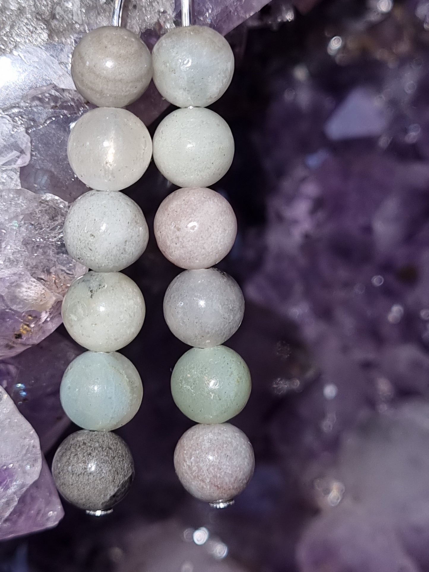 Silver plated earrings with natural stone beads