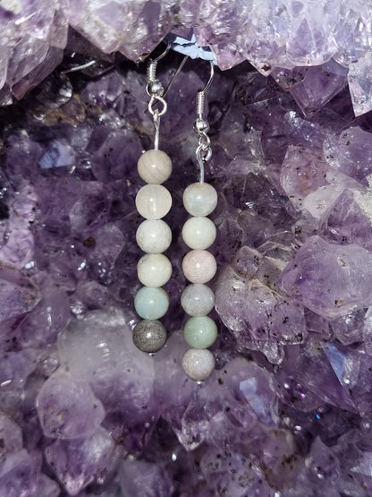 Silver plated earrings with natural stone beads