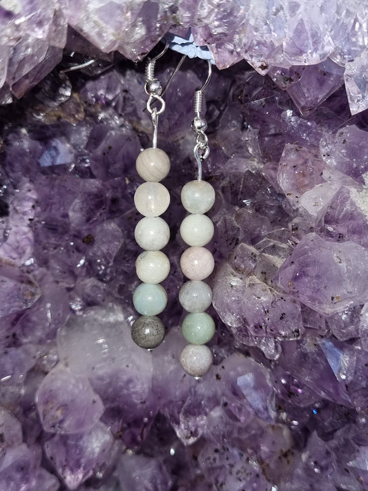 Silver plated earrings with natural stone beads