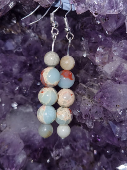 Silver plated earrings with natural stone beads