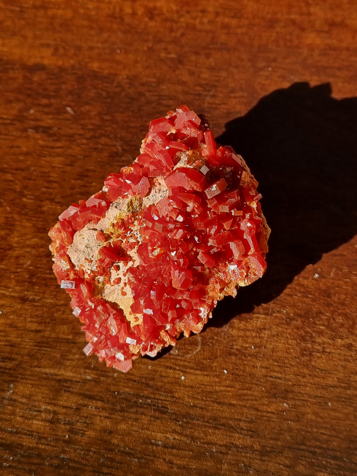 Vanadinite on Limestone