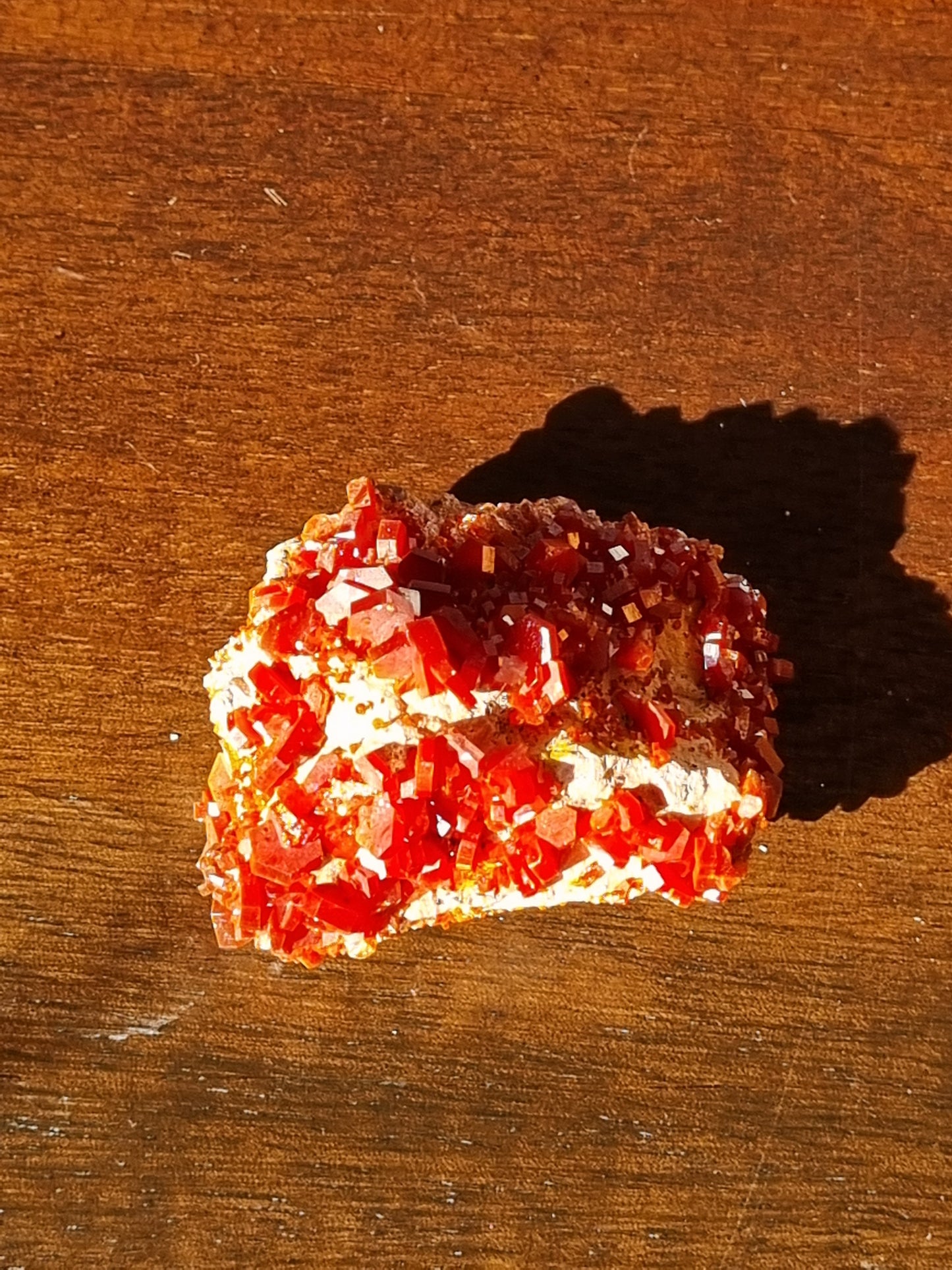 Vanadinite on Limestone