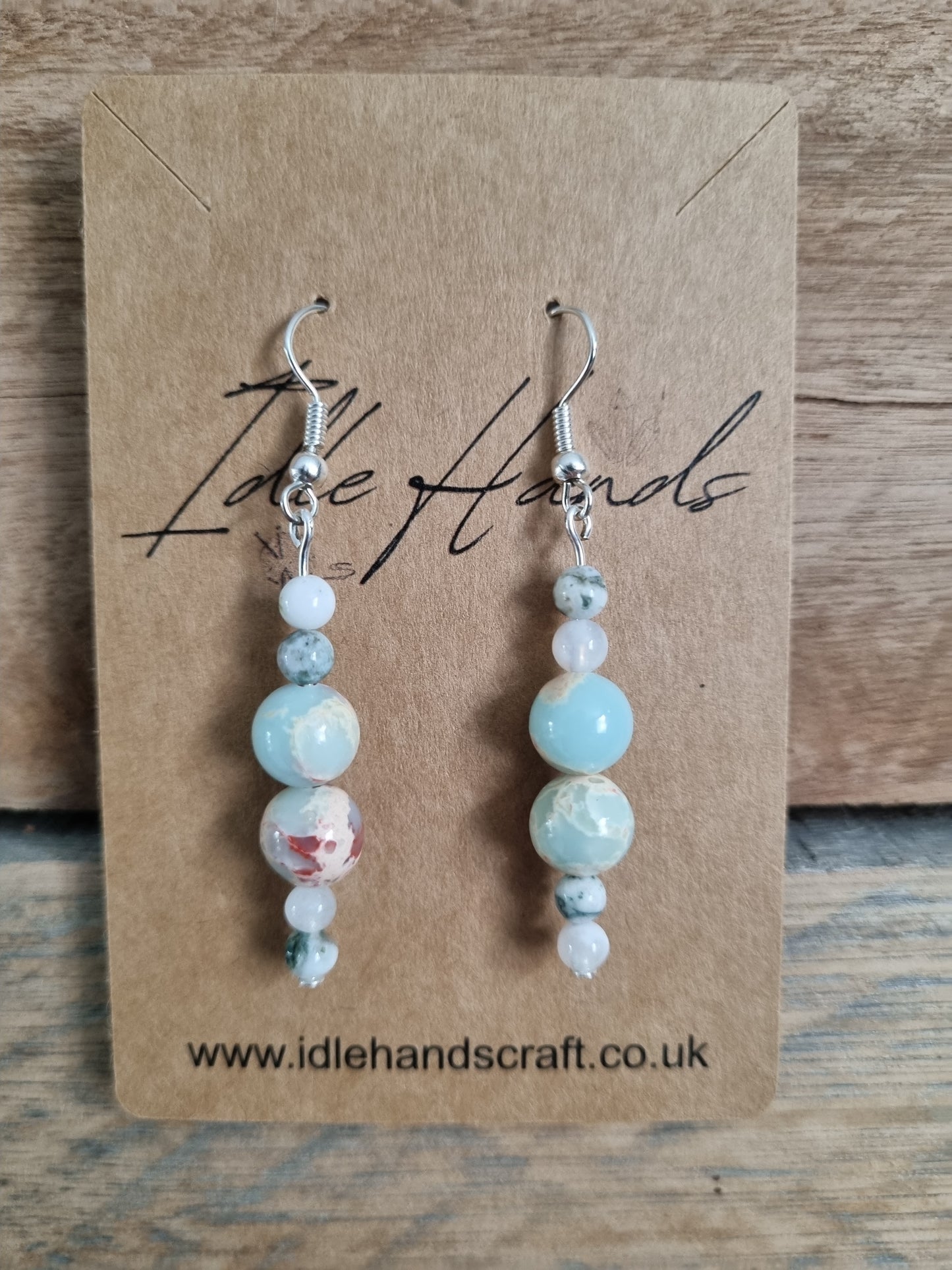 Silver Plated Earrings with Natural Stones