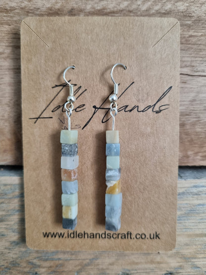Silver plated earrings with natural stone beads