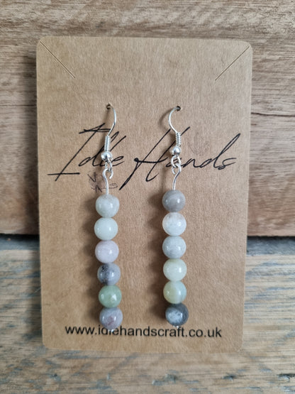 Silver plated earrings with natural stone beads