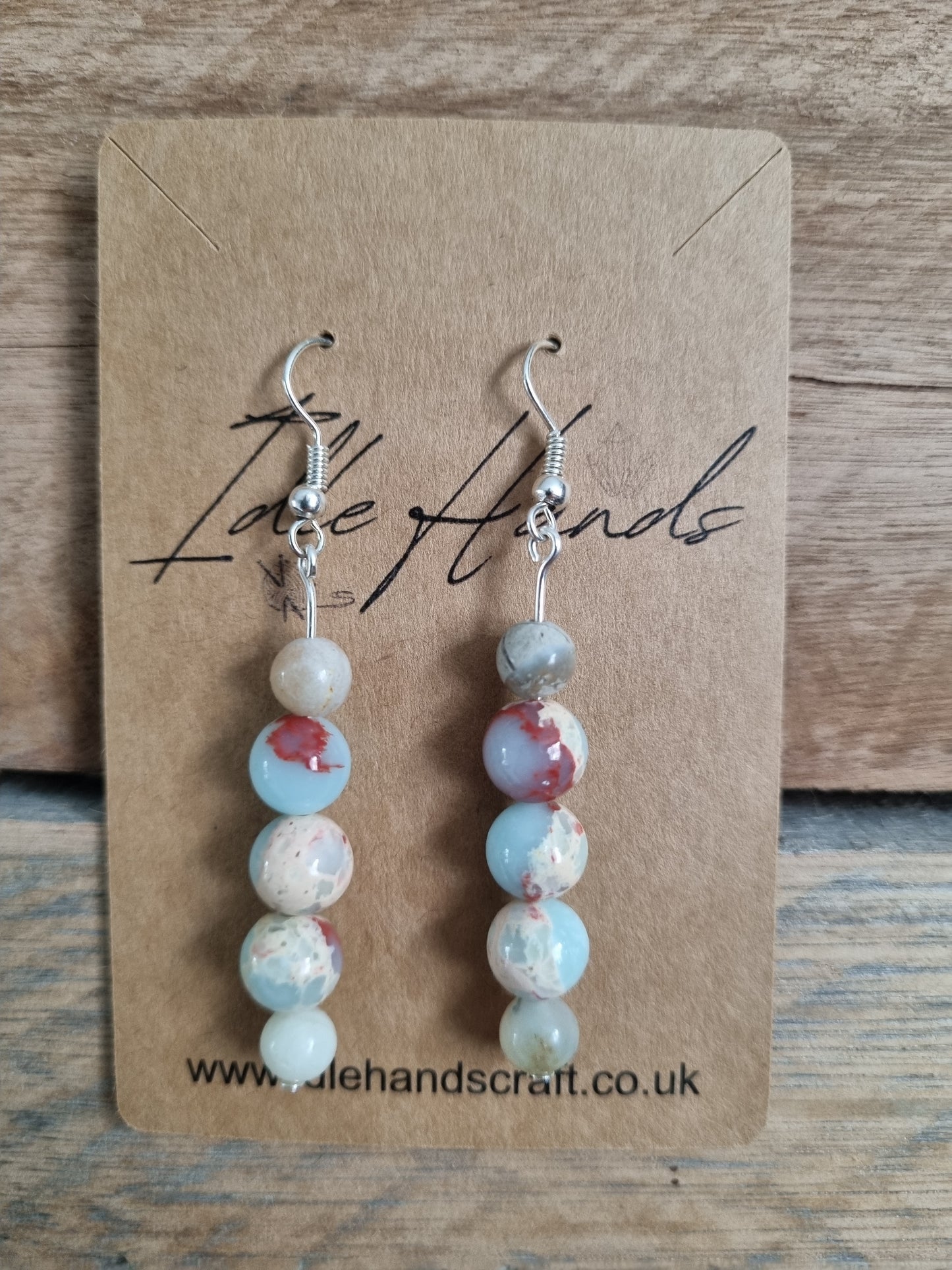 Silver plated earrings with natural stone beads