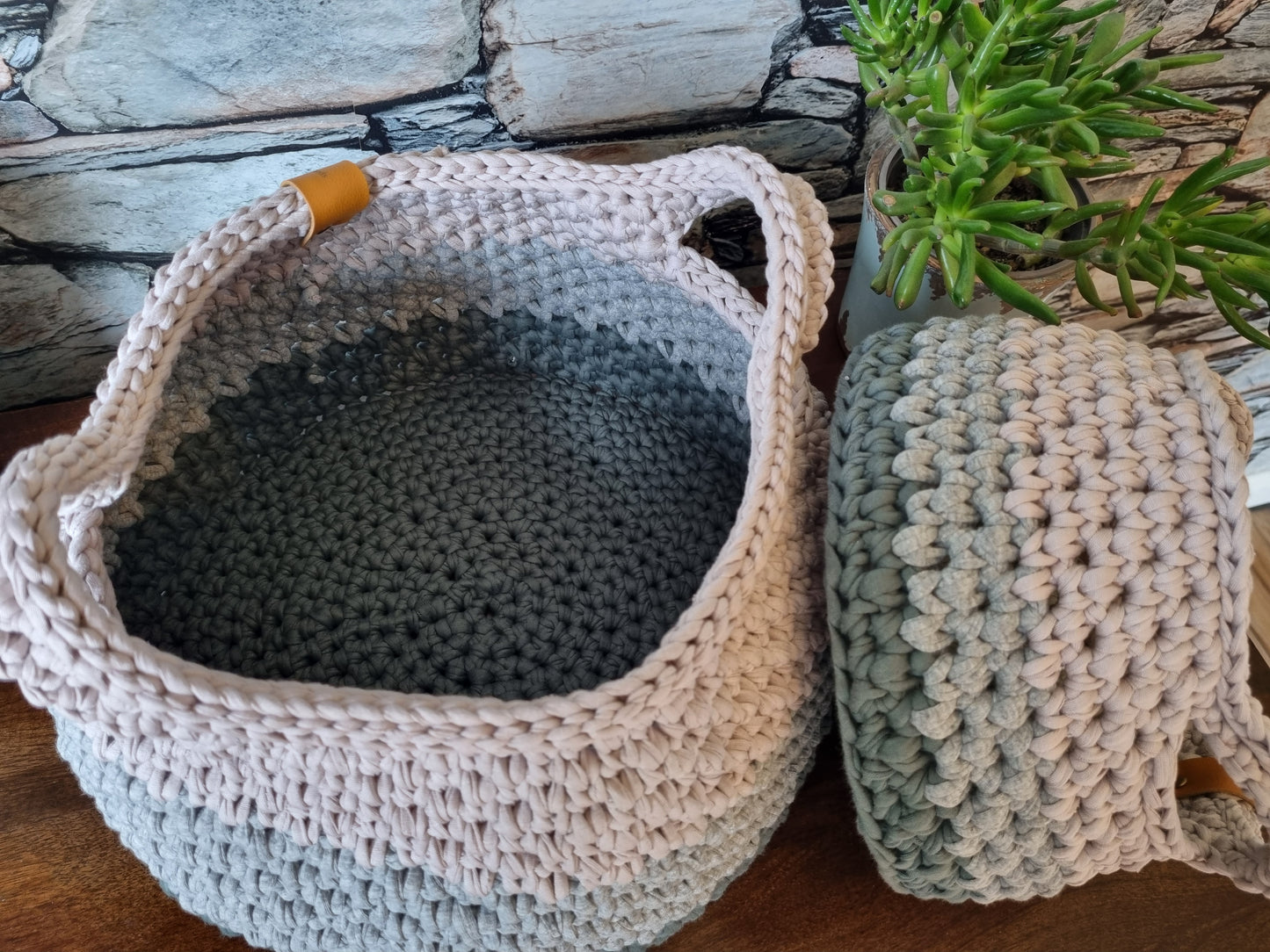 Pair of Crochet Baskets