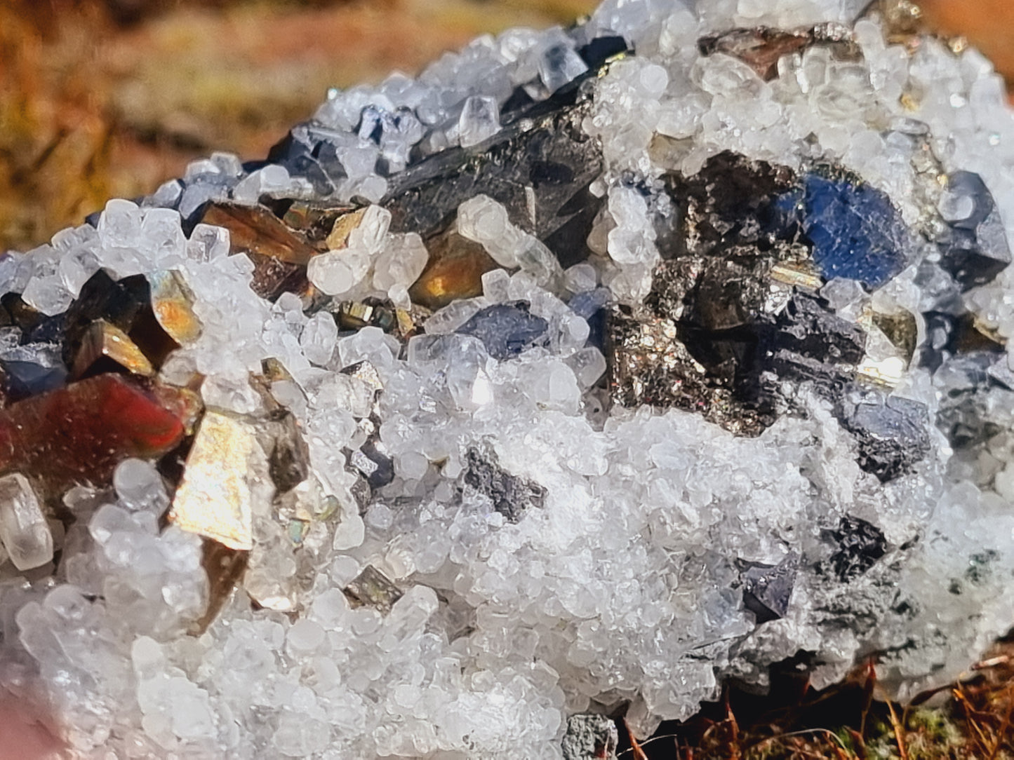 Quartz, Galena, Sphalerite and Pyrite cluster