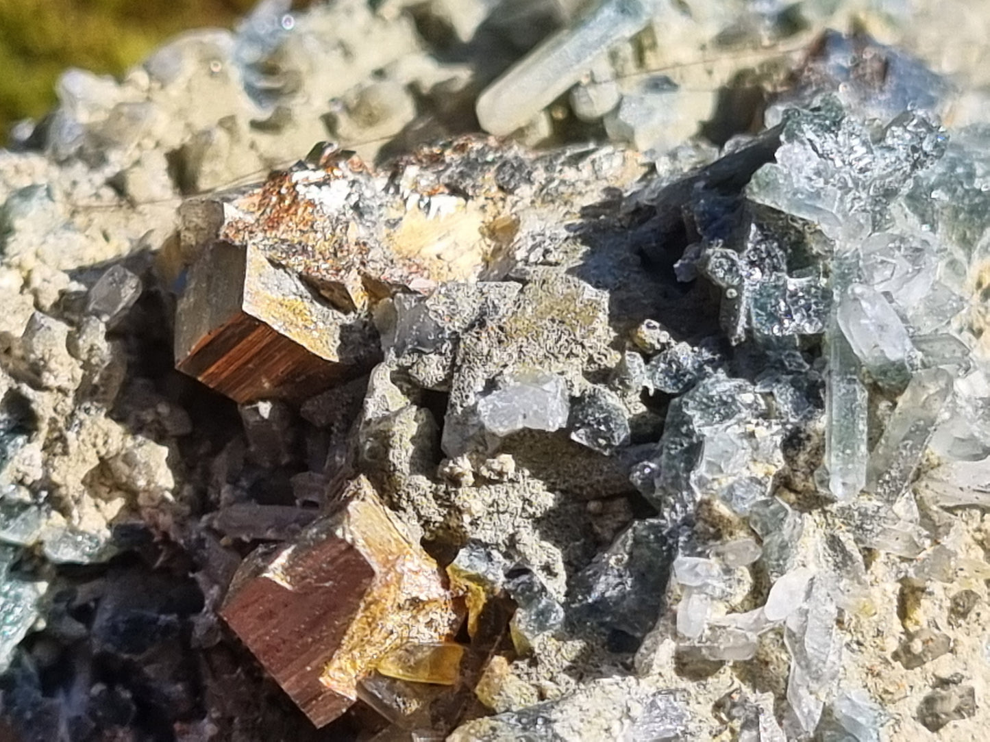 Sphalerite, Galena, Pyrite and Needle Quartz