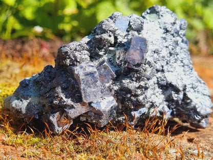 Silver Mirror Galena with Needle Quartz
