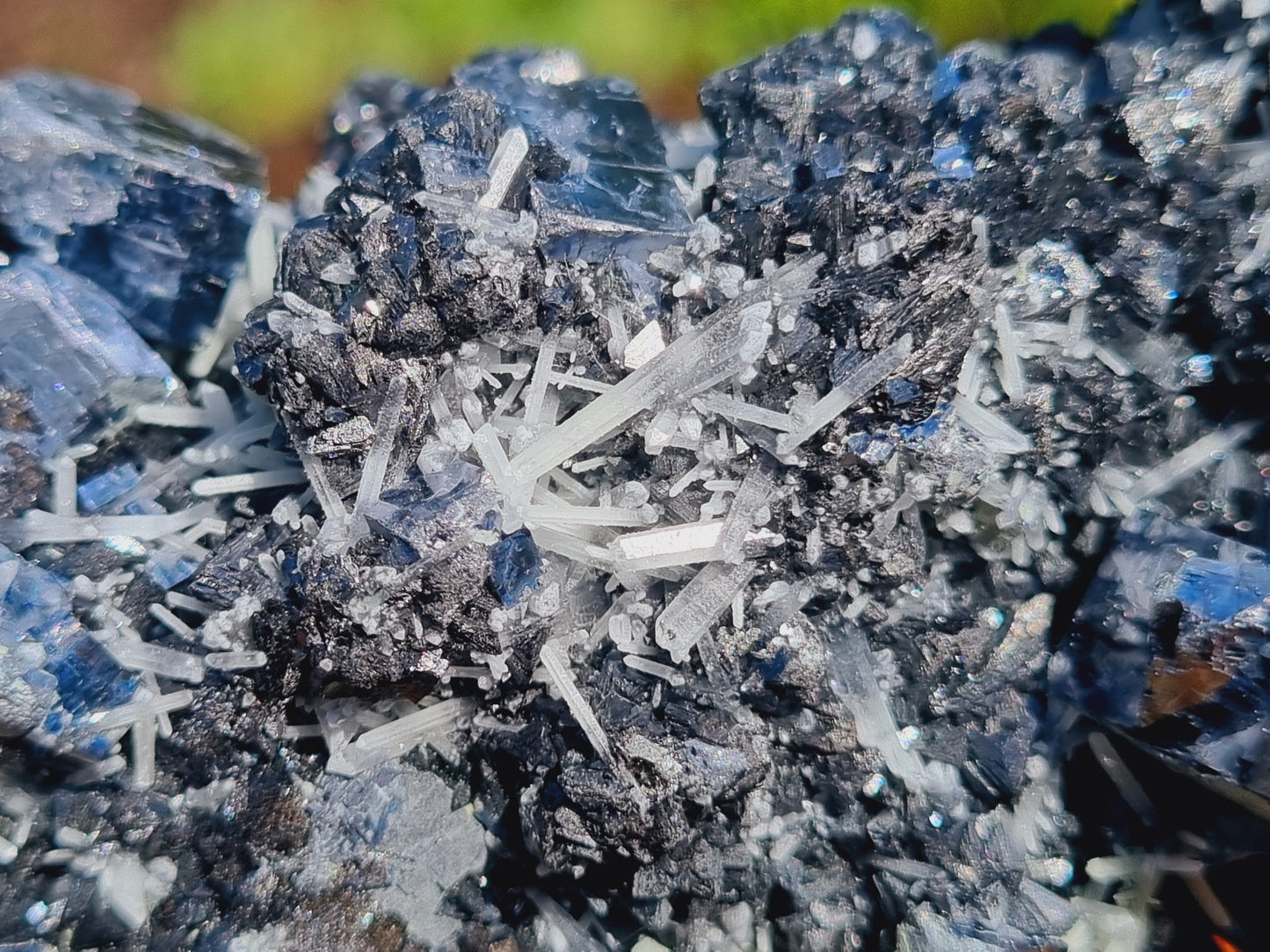 Silver Mirror Galena with Needle Quartz