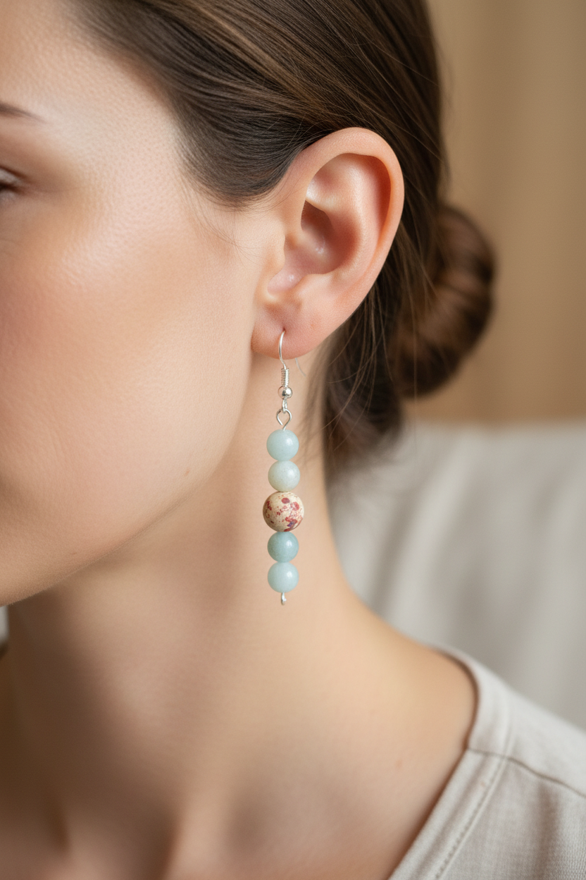 Silver plated Earrings with Natural Stones