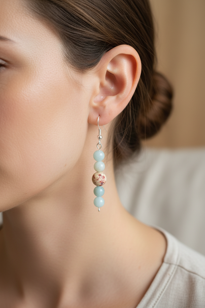 Silver plated Earrings with Natural Stones