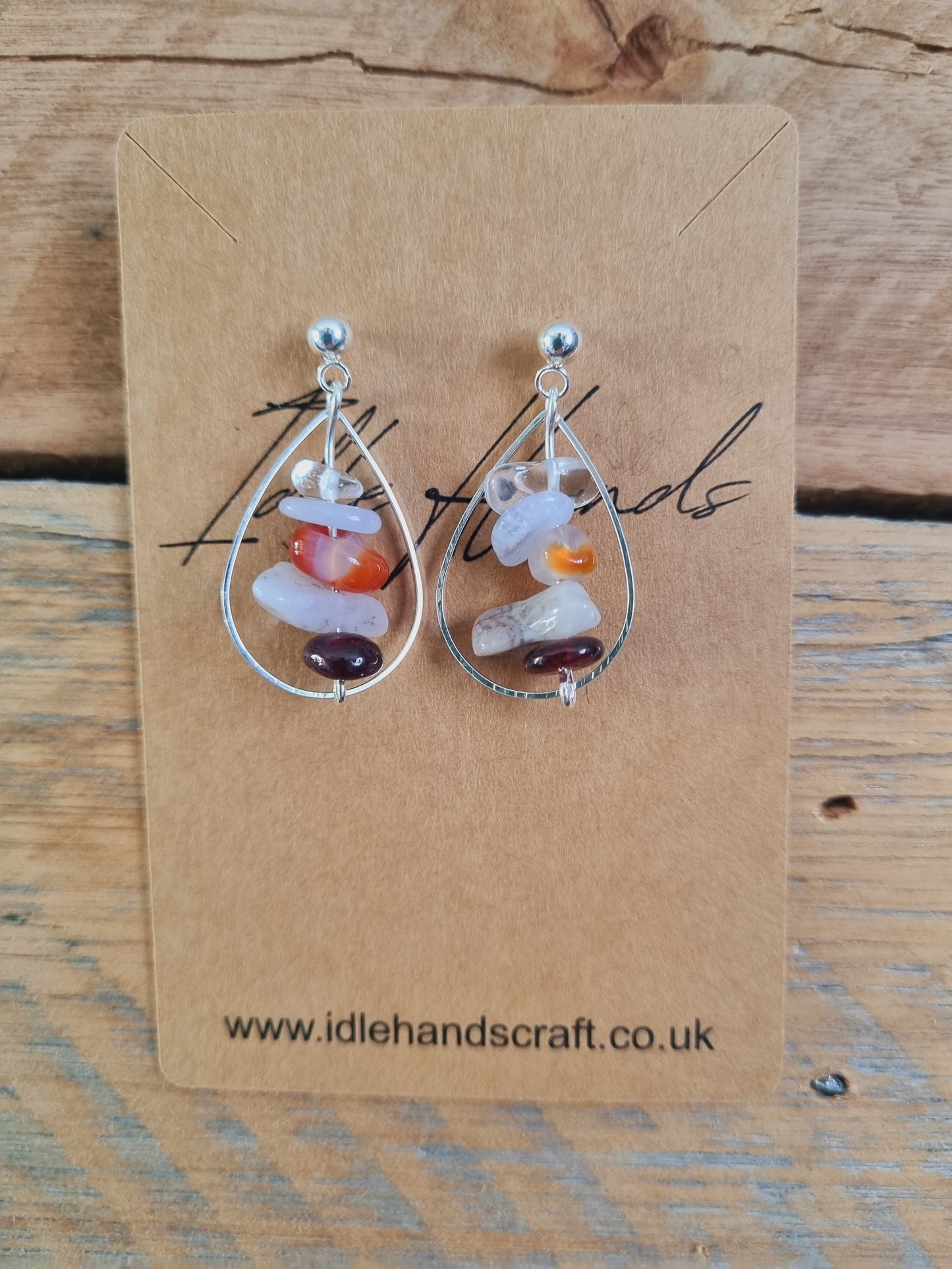 Teardrop Earrings with Natural Stones