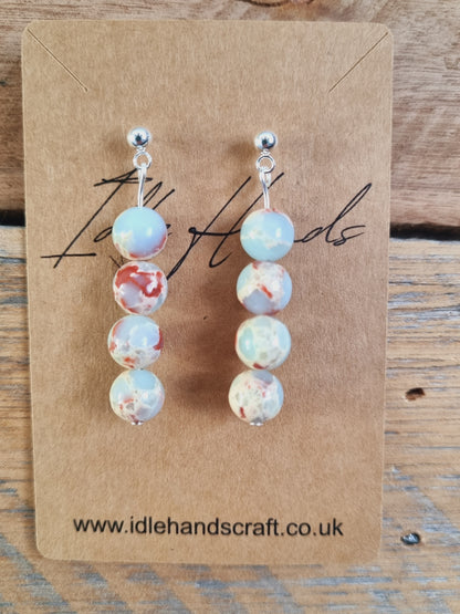 Silver Plated Earrings with Natural Stones