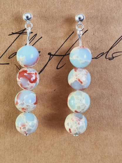 Silver Plated Earrings with Natural Stones