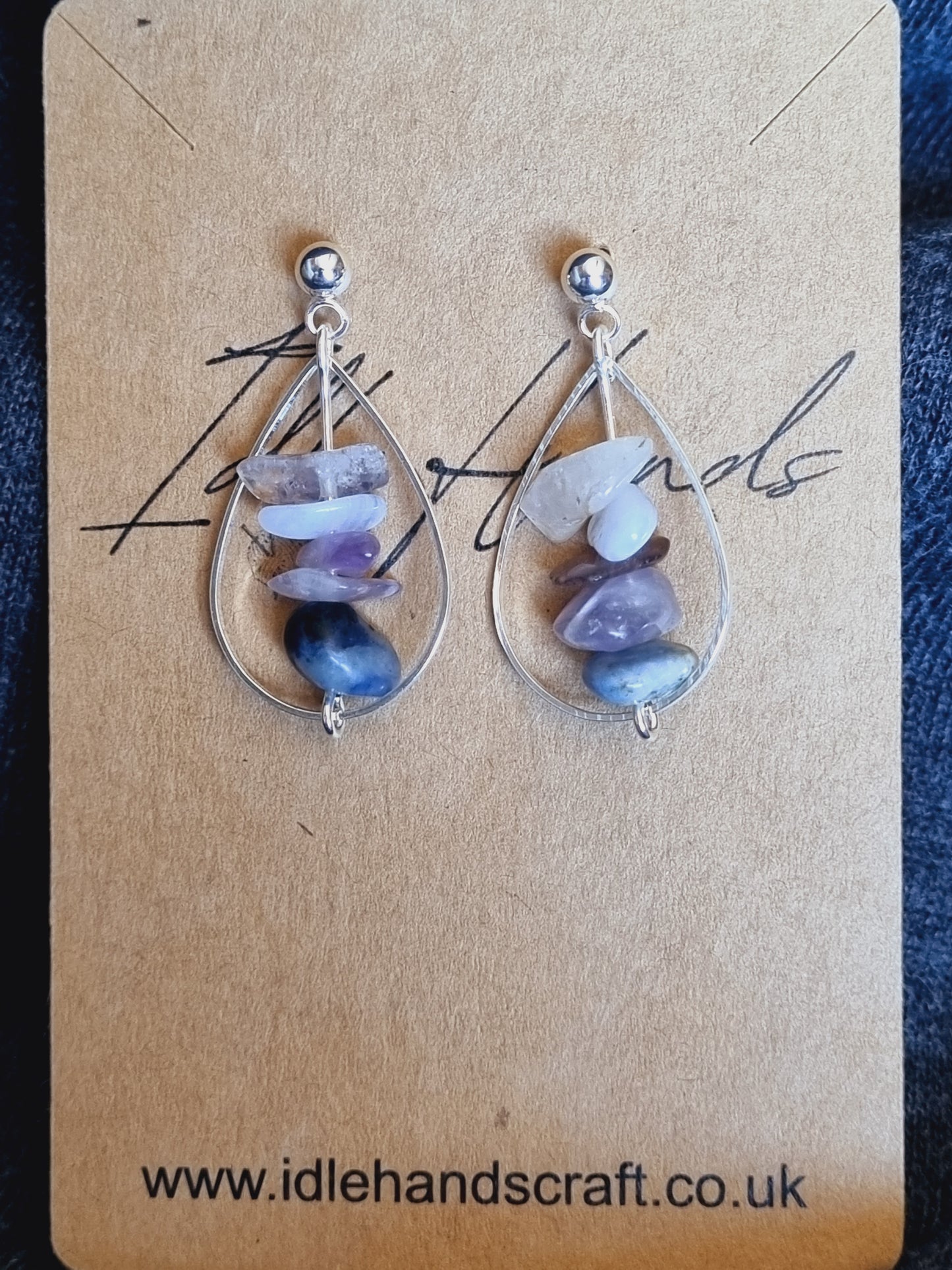 Teardrop Earrings with Natural Stones