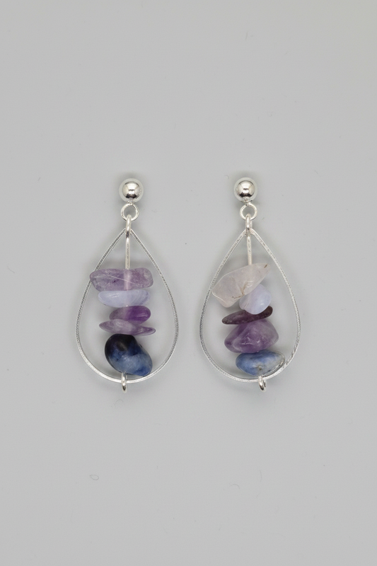 Teardrop Earrings with Natural Stones