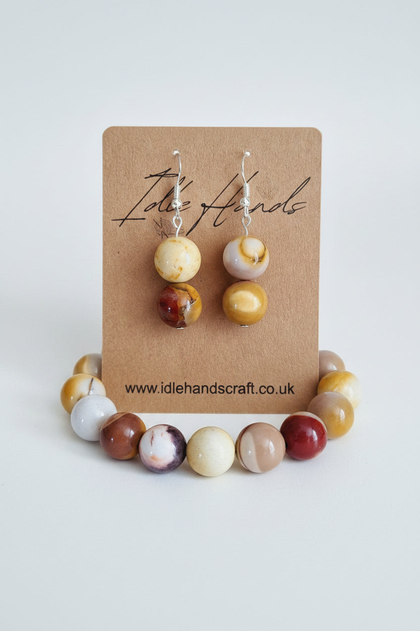 Mookaite Earrings and Bracelet Set
