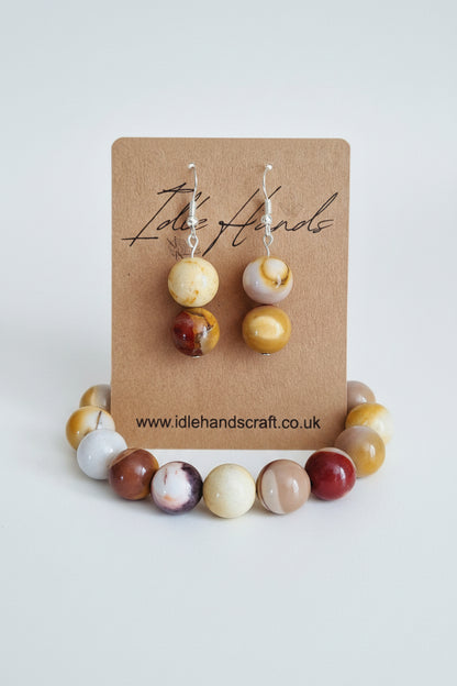 Mookaite Earrings and Bracelet Set
