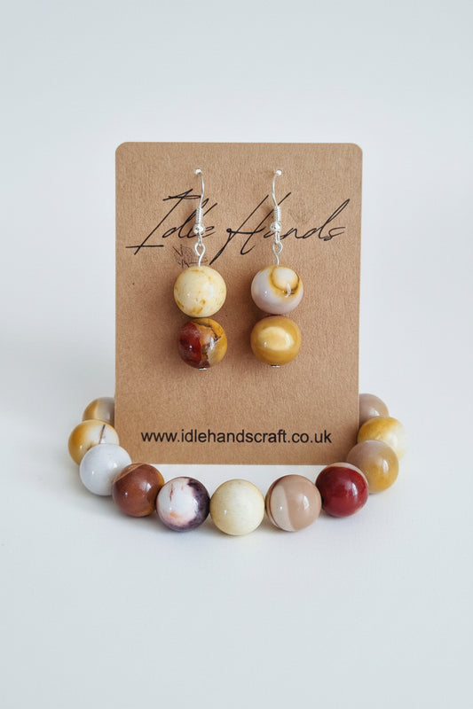 Mookaite Earrings and Bracelet Set
