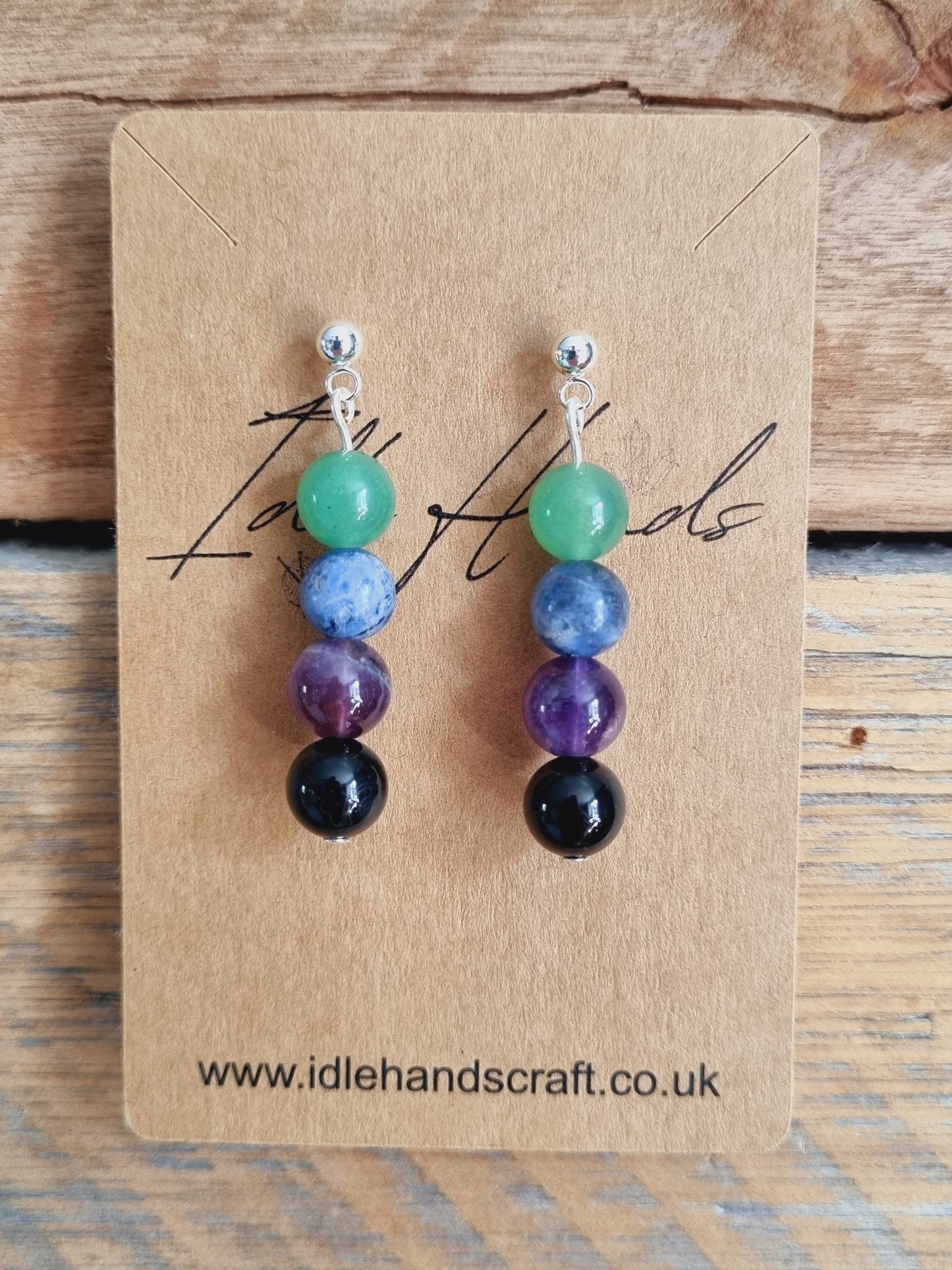 Silver Plated Earrings with Natural Stones