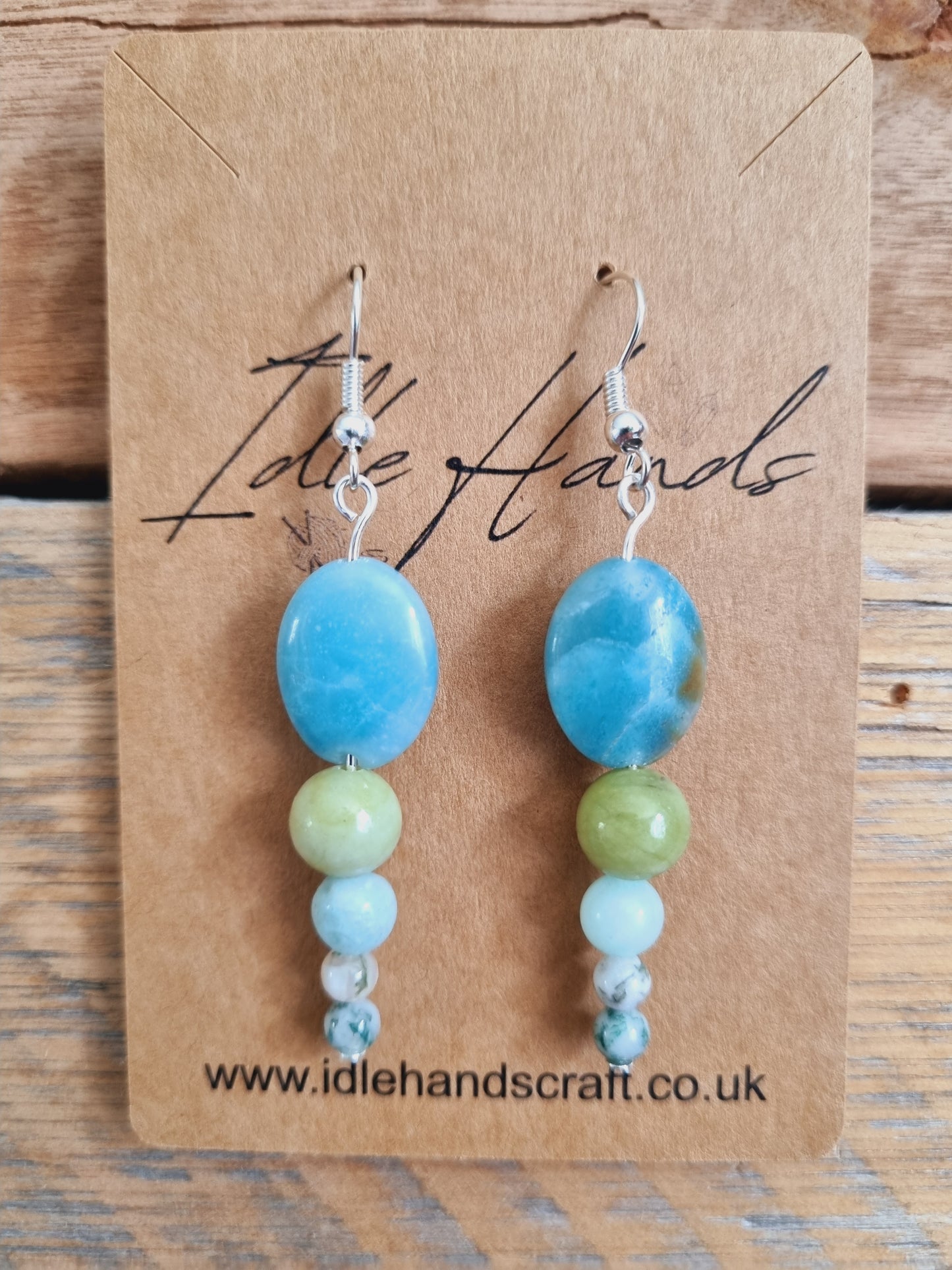 Silver Plated Earrings with Natural Stones