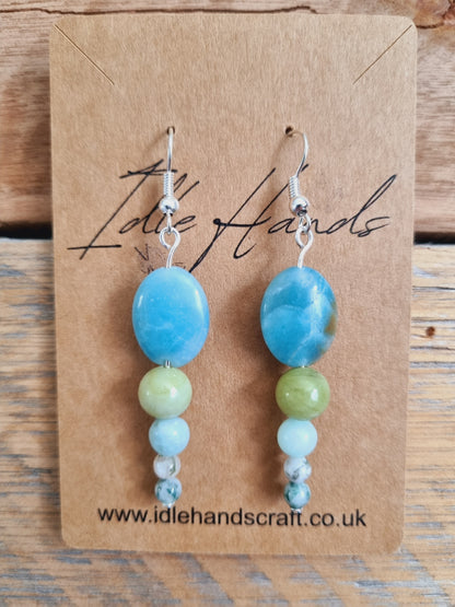 Silver Plated Earrings with Natural Stones