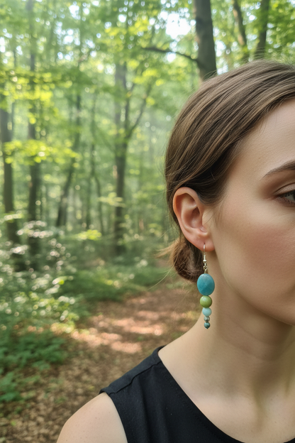 Silver Plated Earrings with Natural Stones