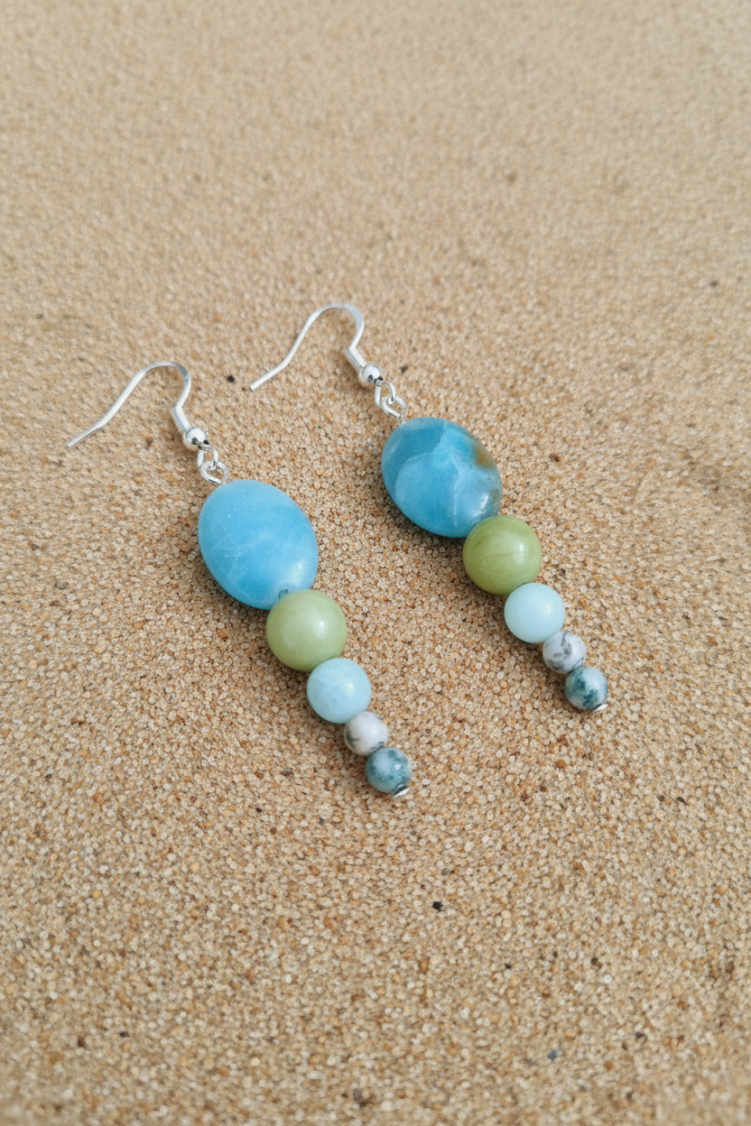 Silver Plated Earrings with Natural Stones