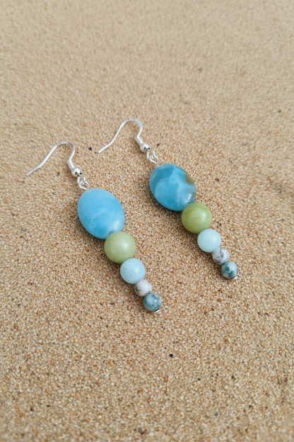 Silver Plated Earrings with Natural Stones
