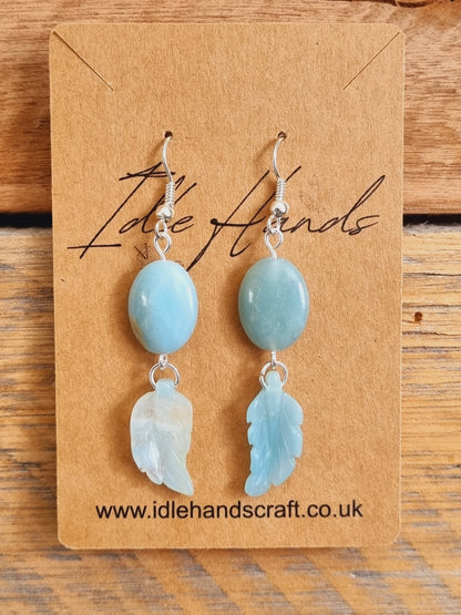 Silver Plated Earrings with Natural Amazonite