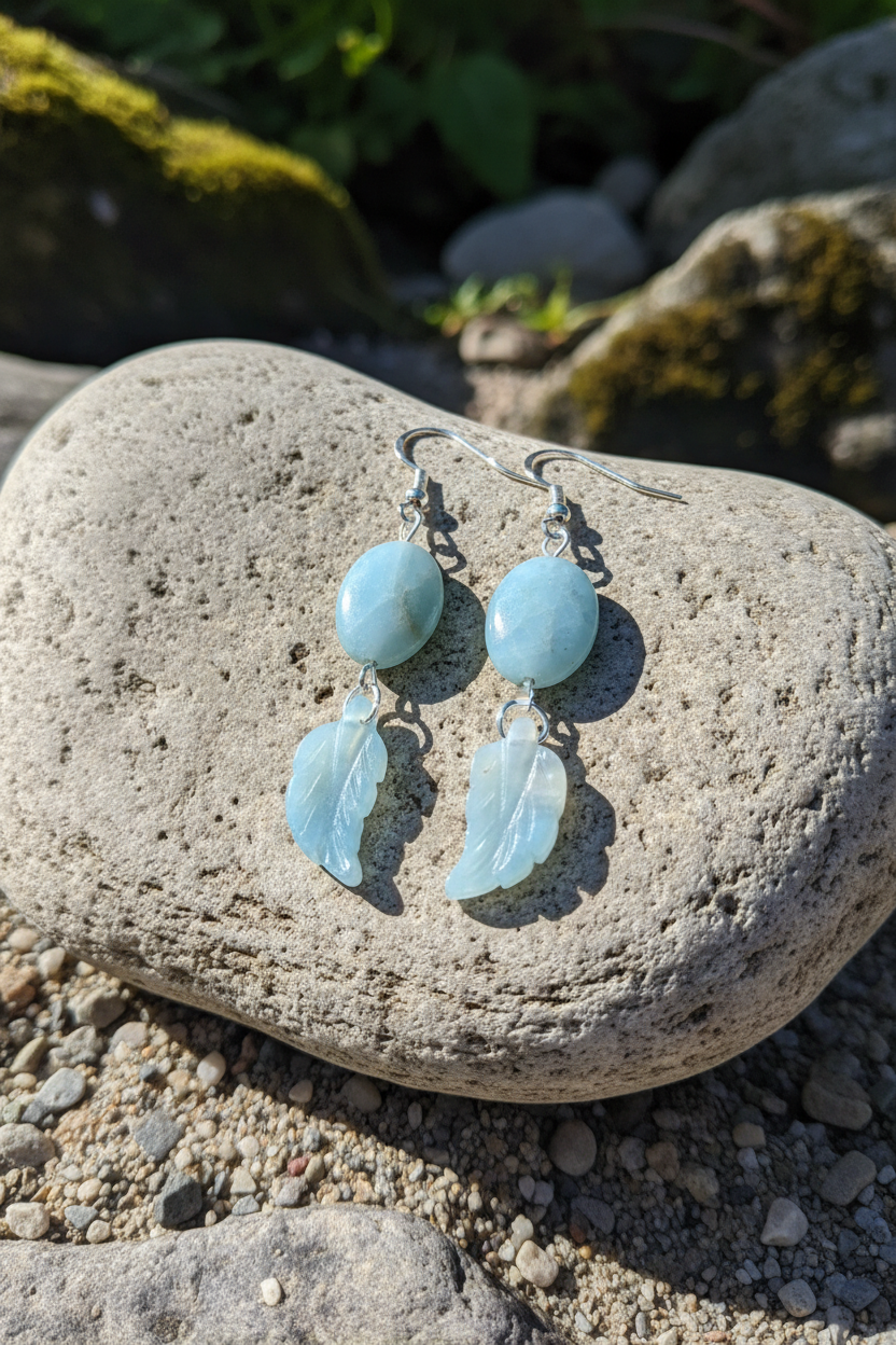 Silver Plated Earrings with Natural Amazonite