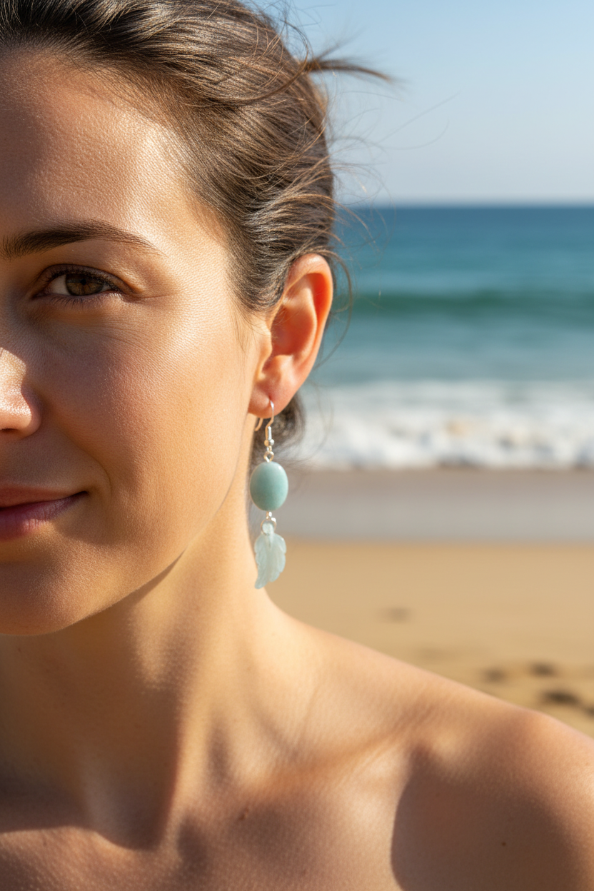 Silver Plated Earrings with Natural Amazonite
