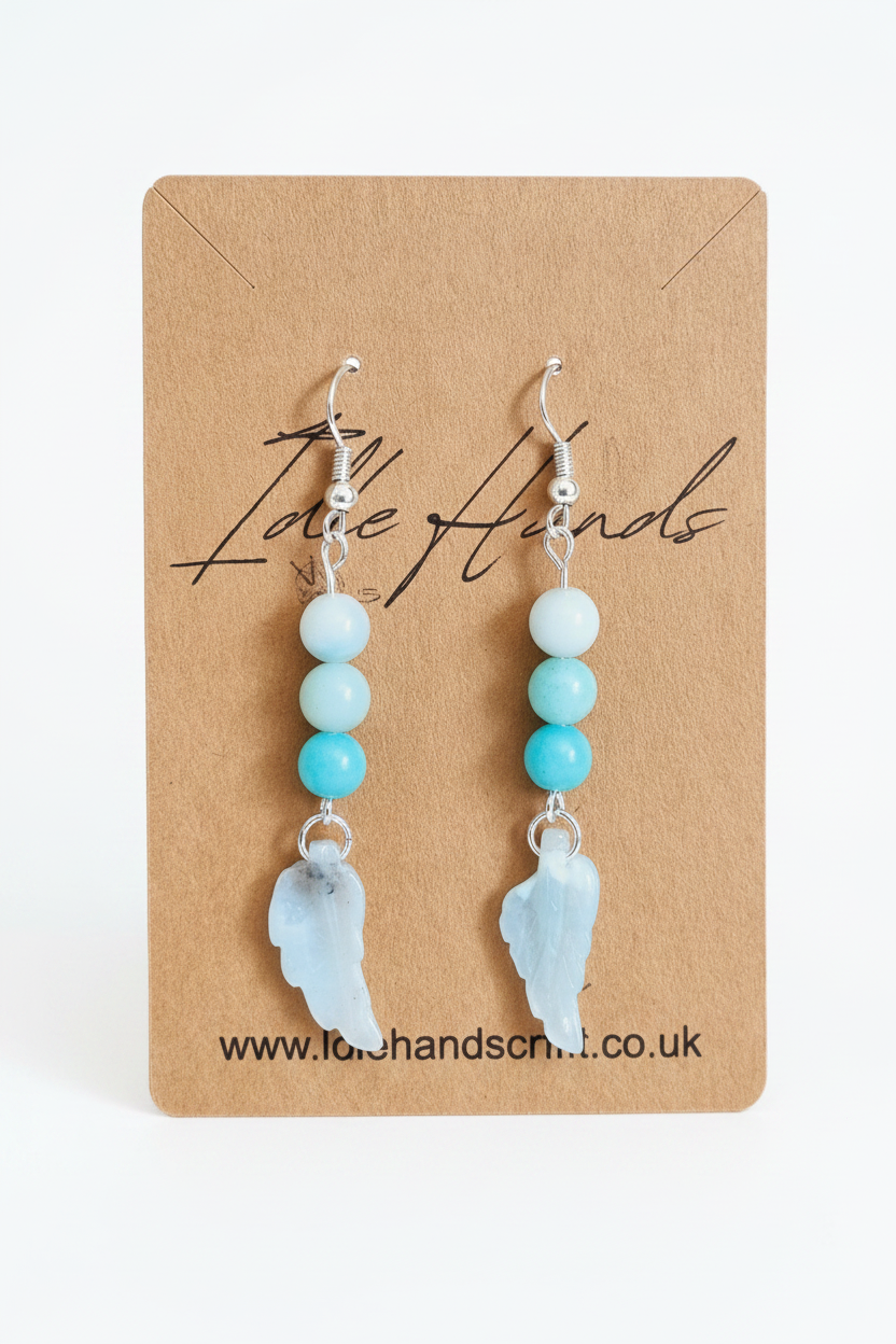 Silver Plated Earrings with Natural Amazonite Stones