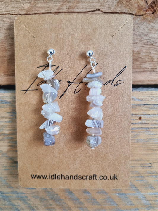 Silver Plated Earrings with Botswana Agate