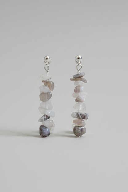 Silver Plated Earrings with Botswana Agate
