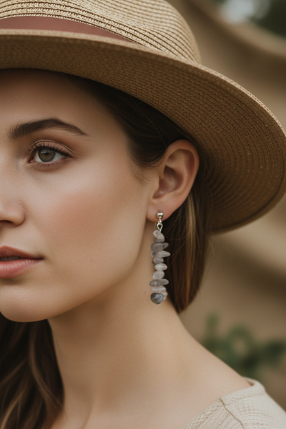 Silver Plated Earrings with Botswana Agate
