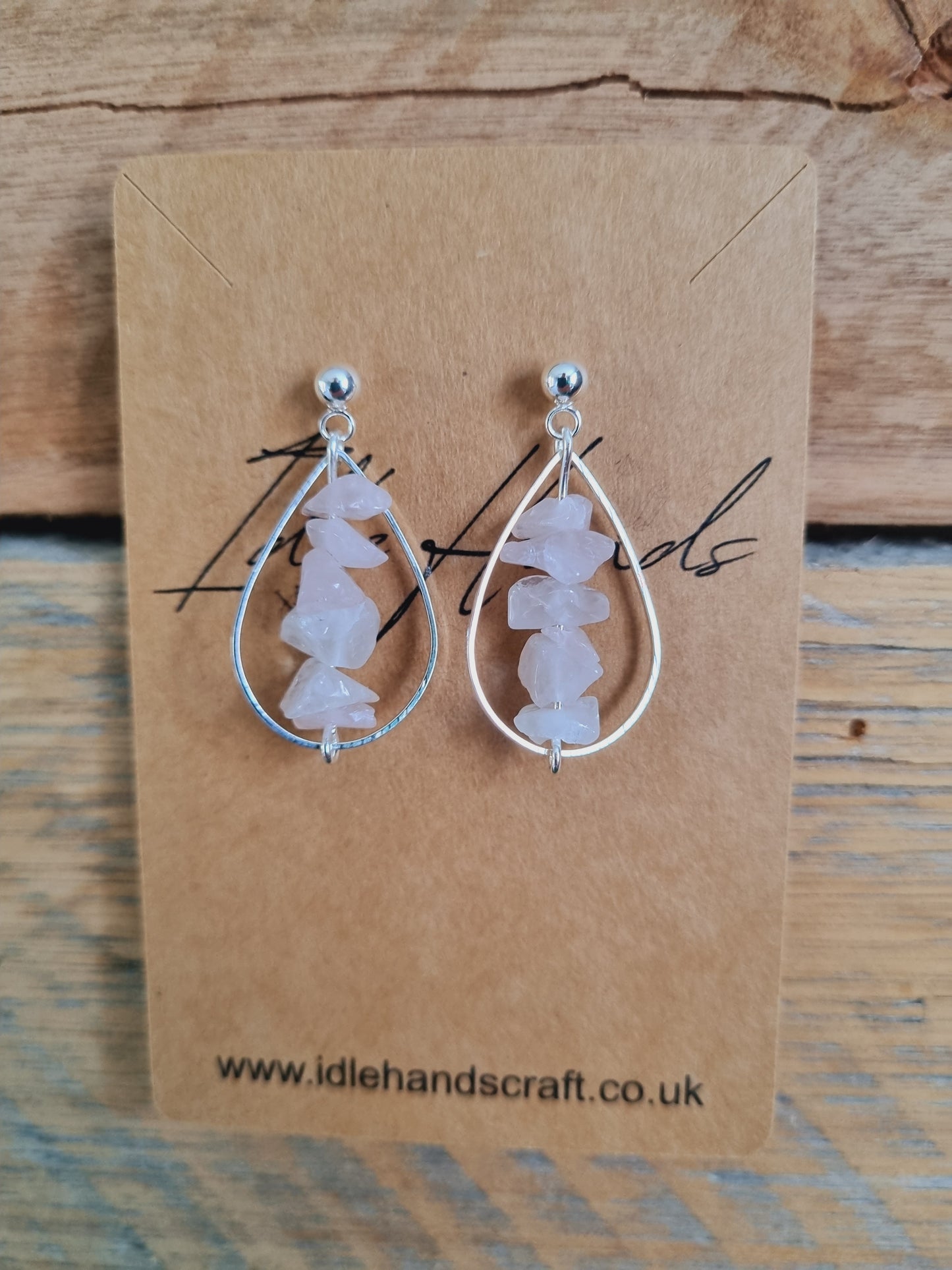 Silver Plated Earrings with Rose Quartz
