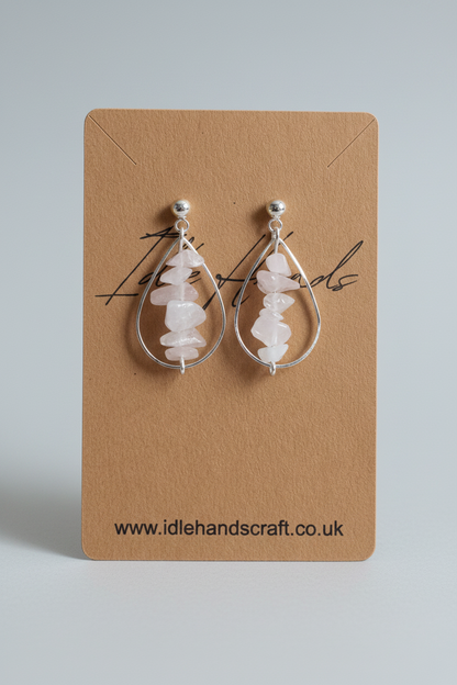 Silver Plated Earrings with Rose Quartz