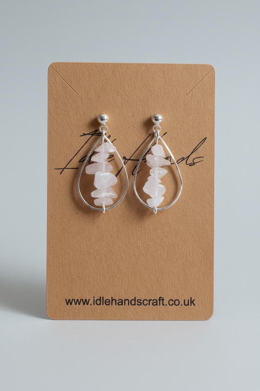 Silver Plated Earrings with Rose Quartz