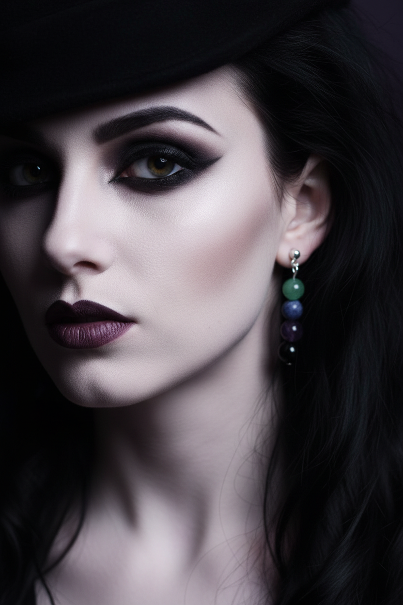 Silver Plated Earrings with Natural Stones
