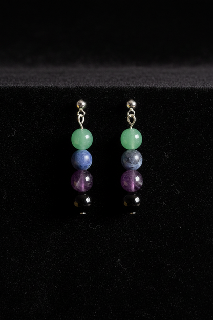 Silver Plated Earrings with Natural Stones