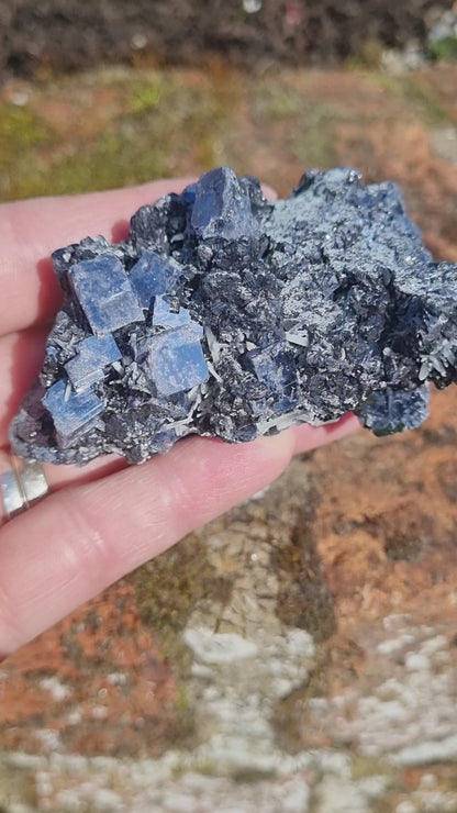 Silver Mirror Galena with Needle Quartz