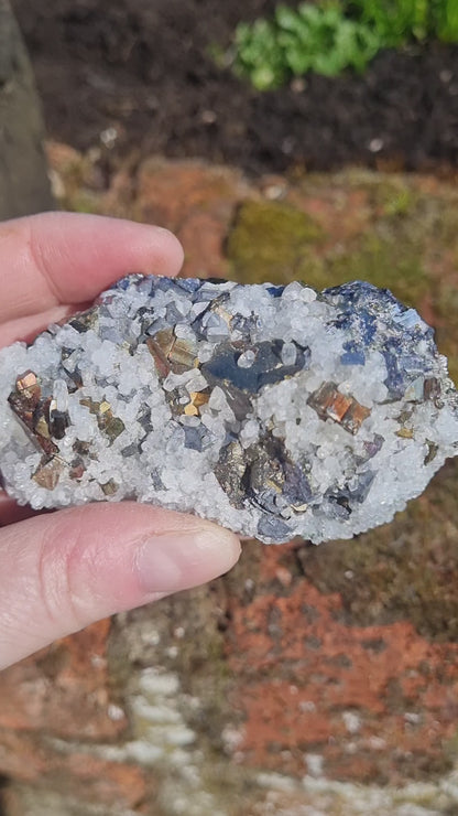 Quartz, Galena, Sphalerite and Pyrite cluster